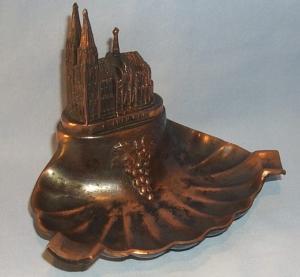 KOLNERDOM Copper Coated Grey Metal Ashtray - Tobacciana