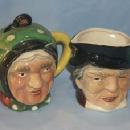 Unmarked OLD MAN AND WOMAN Porcelain Creamer and Sugar Set