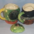 Unmarked OLD MAN AND WOMAN Porcelain Creamer and Sugar Set