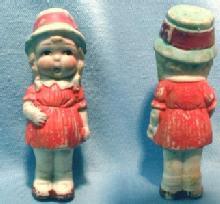 vintage Bisque Doll Blond Hair Child with Hat - Porcelain Toys