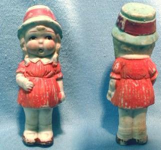 vintage Bisque Doll Blond Hair Child with Hat - Porcelain Toys