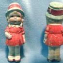 vintage Bisque Doll Blond Hair Child with Hat - Porcelain Toys