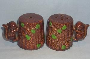 SQUIRREL Handled Porcelain Salt and Pepper Shakers
