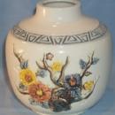 Raised Flower Decorated White Pottery Vase
