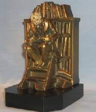 JB Hirsch LIBRARIAN Gray Metal Bookend on Black Granite Base - Metalware