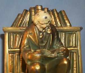 JB Hirsch LIBRARIAN Gray Metal Bookend on Black Granite Base - Metalware