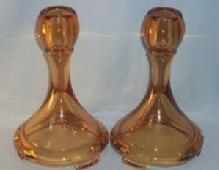 Fostoria ART DECO Amber Glass Candlesticks