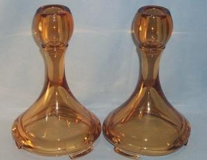 Fostoria ART DECO Amber Glass Candlesticks