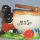 MY OLD COUNTRY SEAT Black Boy Pushing Toilet Porcelain Ashtray - Ethnographic