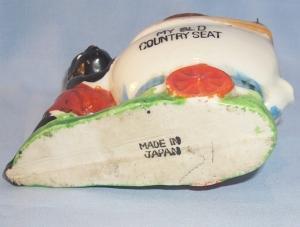 MY OLD COUNTRY SEAT Black Boy Pushing Toilet Porcelain Ashtray - Ethnographic