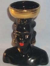 Porcelain Head Vase with Gold Trim and Red Lips - Ethnographic