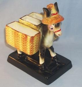 Porcelain DONKEY Cigarette and Match Holder - Tobacciana