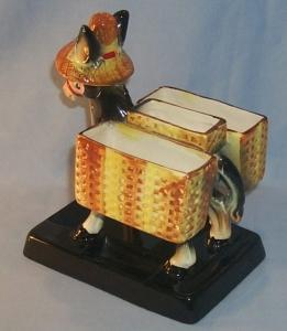 Porcelain DONKEY Cigarette and Match Holder - Tobacciana
