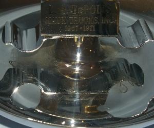 Golden MACK Truck Bulldog Emblem Mounted on Chrome Plated Advertising Ashtray - Tobacciana
