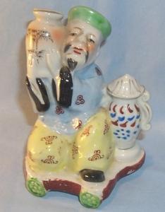 Porcelain Oriental Man Figurine Incense Burner