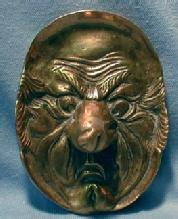 Brass Dish Grotesque Mans Face - Vintage Figural Brass Dish - Metalware
