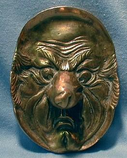 Brass Dish Grotesque Mans Face - Vintage Figural Brass Dish - Metalware