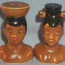 NATIVE COUPLE Porcelain Salt and Pepper Shakers - Ethnographic