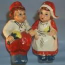 SITTING DUTCH COUPLE Porcelain Salt and Pepper Shakers