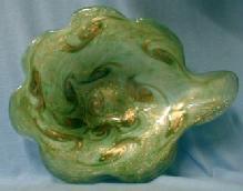 Italian glass Biomorhpic Freeform Bowl - Aventurina Italian Art Glass