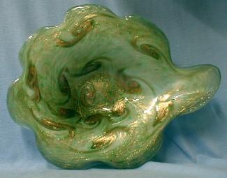 Italian glass Biomorhpic Freeform Bowl - Aventurina Italian Art Glass