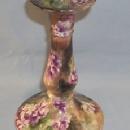 Porcelain LIMOGES Purple Flower Pedestal Candlestick.