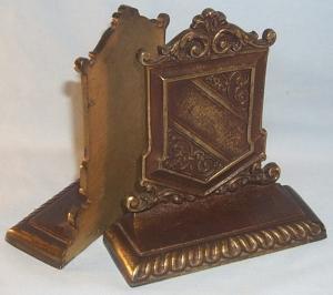 C.I. COAT OF ARMS SHIELD Metalware Bookends
