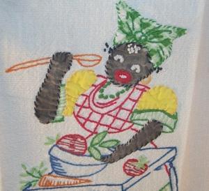 Crocheted Ethnographic MAMMY Broadcloth Dish Towel.