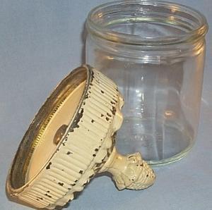 Two Decorative ACORN Covered Glass Jars