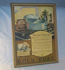GOLD DUST Washing Powder Advertising Wood Frame Poster Ethnographic.