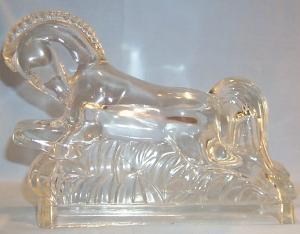 Clear Glass JUMPING HORSE Bookends