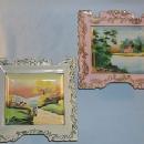 Two Hand Painted Scenery Porcelain Hanging Wall Plaques