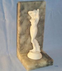 Marble Bookend with Nude Figurine - Misc.
