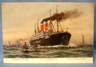 vintage Steamship Postcard - United States Lines SS AMERICA US Goverment Ship - Steamship Postcard - Paper