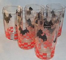 Six SCOTTIE DOG Glass Tumblers