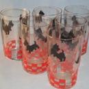 Six SCOTTIE DOG Glass Tumblers