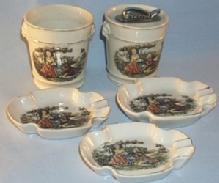 Five Piece Porcelain Cigarette Smoking Set - Tobacciana