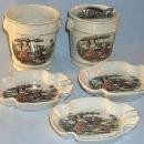 Five Piece Porcelain Cigarette Smoking Set - Tobacciana