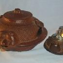 Two Piece Cast Iron BEAR Design Cigarette Smoking Set - Tobacciana