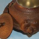 Two Piece Cast Iron BEAR Design Cigarette Smoking Set - Tobacciana