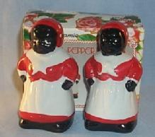 Hand Painted Contemporary MAMMY Ceramic Salt and Pepper Shakers in Box - Ethnographic