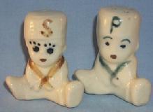 SITTING BOYS Porcelain Salt and Pepper Shakers