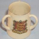 Three Handled ROMAN CUP Porcelain Toothpick Holder