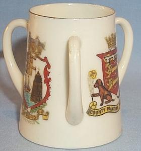 Three Handled ROMAN CUP Porcelain Toothpick Holder