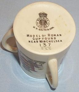 Three Handled ROMAN CUP Porcelain Toothpick Holder