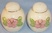 Pink Apple Blossom Ceramic Salt & Pepper Shakers - Pottery