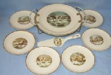 CURRIER & IVES Pie / Cake Serving Set - Pottery