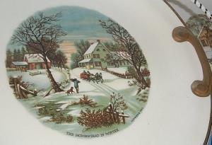 CURRIER & IVES Pie / Cake Serving Set - Pottery