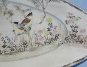 Oriental Bird Decorated FISH Porcelain Plate