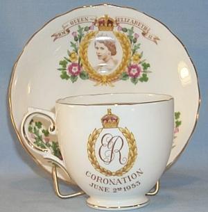 Tuscan QUEEN ELIZABETH II Porcelain Coronation Cup and Saucer Set